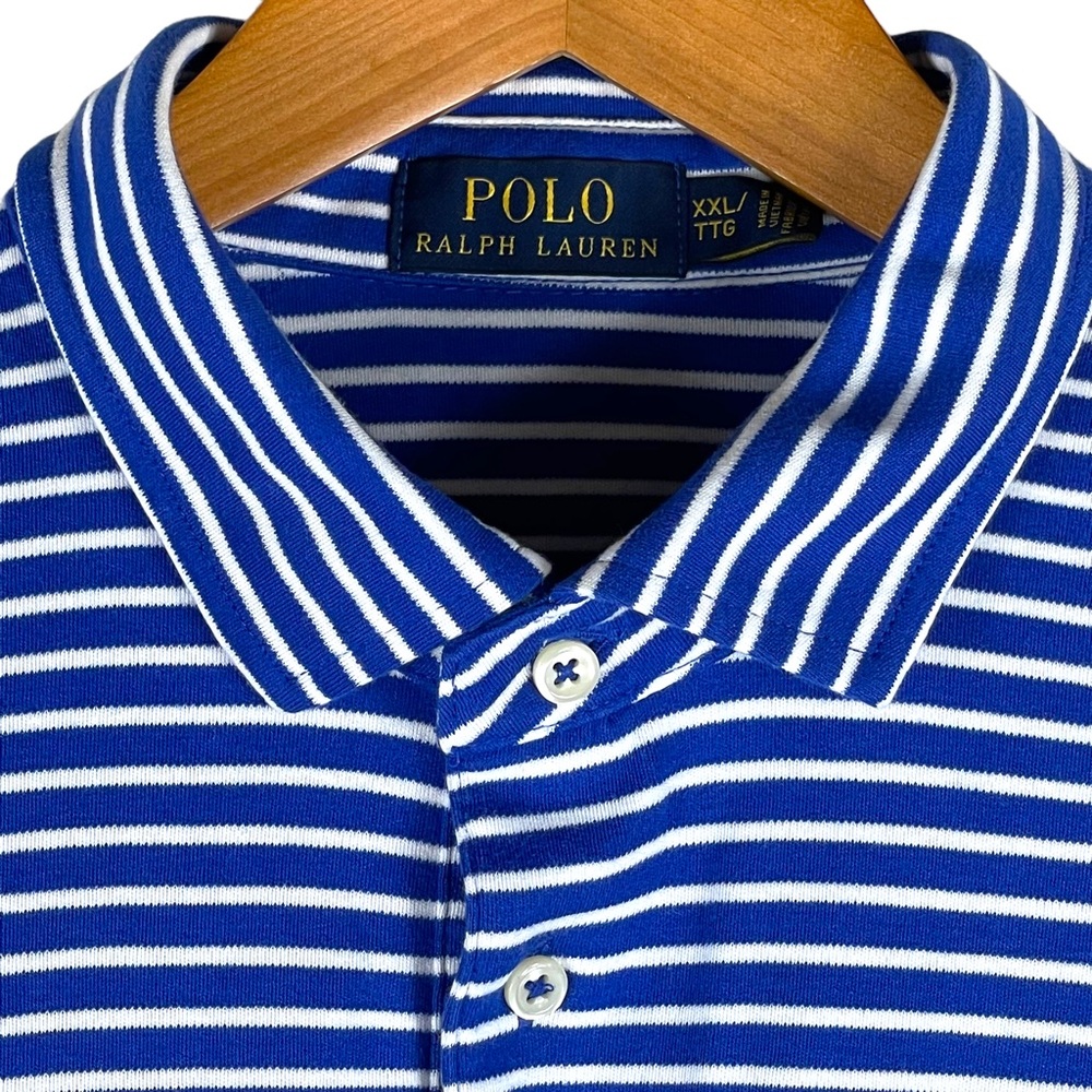 Polo Ralph Lauren Blue Label 100% Cotton Blue & White Striped Polo Size XXL/TTG